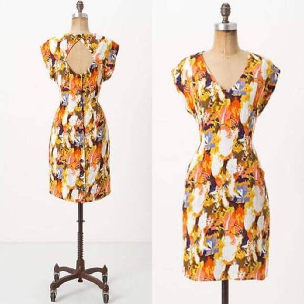 Floral print button down back dress